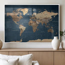 Navy Blue World Map Canvas Print – Framed Travel Map Wall by MyGreatCanvas | Canvas Wall Art Prints | Photo Prints & Wall Decor