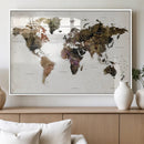 Watercolor World Map Print - Large Wall Art Canvas Print for