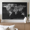 Black World Map Wall Art Canvas Print – Detailed Map of the by MyGreatCanvas | Canvas Wall Art Prints | Photo Prints & Wall Decor