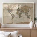 Framed World Map Wall Art for Home and Office Decor