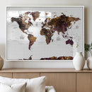 Rustic World Map Wall Art Canvas Print | Large World Map on