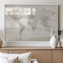 Antique Style World Map Canvas Print - Vintage Detailed
