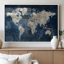 Large Blue World Map Wall Art Canvas Print for Home Office by MyGreatCanvas | Canvas Wall Art Prints | Photo Prints & Wall Decor