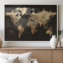 Framed World Map with Pin Canvas Print – Detailed World Map