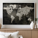 Vintage World Map Wall Art Canvas Print – Framed Large Map