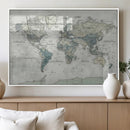 Neutral Vintage World Map Canvas Wall Art Print, Classic Map