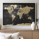 Vintage Blue and Brown World Map Canvas Wall Art – Framed by MyGreatCanvas | Canvas Wall Art Prints | Photo Prints & Wall Decor
