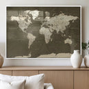 Vintage World Map Canvas Print – Framed Travel Map Wall Art