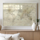 Colorful Watercolor World Map Canvas Wall Art – Framed