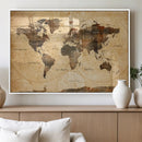 Navy Blue and Gold World Map Canvas Print – Framed Luxury by MyGreatCanvas | Canvas Wall Art Prints | Photo Prints & Wall Decor