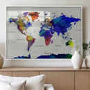 World Map Wall Art Canvas Print, Modern Decorative Framed by MyGreatCanvas | Canvas Wall Art Prints | Photo Prints & Wall Decor