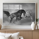 Wild Horses Wall Art Canvas Print – Framed Black and White by MyGreatCanvas | Canvas Wall Art Prints | Photo Prints & Wall Decor
