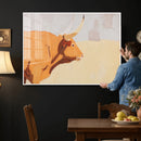 Minimal Longhorn Bull Wall Art Canvas Print, Neutral Western by MyGreatCanvas | Canvas Wall Art Prints | Photo Prints & Wall Decor