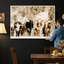 Western Longhorn Herd Wall Art Canvas Print, Sepia Texas by MyGreatCanvas | Canvas Wall Art Prints | Photo Prints & Wall Decor