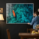 Turquoise Ocean Boat Wall Art Canvas Print by MyGreatCanvas | Canvas Wall Art Prints | Photo Prints & Wall Decor
