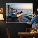 Coastal Fishing Boats Wall Art Canvas Print, Sunset Beach by MyGreatCanvas | Canvas Wall Art Prints | Photo Prints & Wall Decor