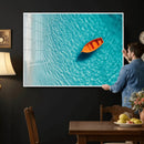 Minimalist Boat Wall Art Canvas Print, Aerial Sea Landscape by MyGreatCanvas | Canvas Wall Art Prints | Photo Prints & Wall Decor
