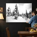 Black and White Snowy Pine Forest Wall Art Canvas Print, by MyGreatCanvas | Canvas Wall Art Prints | Photo Prints & Wall Decor
