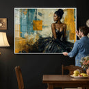 Elegant Woman Canvas Wall Art — Black Gold Gown Fashion by MyGreatCanvas | Canvas Wall Art Prints | Photo Prints & Wall Decor