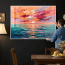 Bold Palette Knife Ocean Sunset Canvas — Orange Pink Teal by MyGreatCanvas | Canvas Wall Art Prints | Photo Prints & Wall Decor
