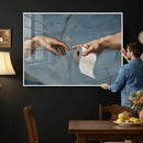 Funny Bathroom Canvas Wall Art, Michelangelo Creation of by MyGreatCanvas | Canvas Wall Art Prints | Photo Prints & Wall Decor