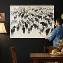 Longhorn Cattle Canvas Wall Art, Black White Stampede Ink by MyGreatCanvas | Canvas Wall Art Prints | Photo Prints & Wall Decor