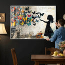 Banksy Butterfly Girl Wall Art Canvas Print, Framed Street by MyGreatCanvas | Canvas Wall Art Prints | Photo Prints & Wall Decor
