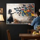 Banksy Butterfly Girl Wall Art Canvas Print, Framed Street by MyGreatCanvas | Canvas Wall Art Prints | Photo Prints & Wall Decor