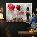 Girl Graffiti Wall Art Canvas Print, Red Balloon Heart by MyGreatCanvas | Canvas Wall Art Prints | Photo Prints & Wall Decor