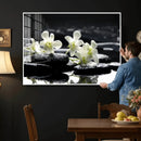 Plumeria Frangipani Black Stone Canvas | White Flower Spa by MyGreatCanvas | Canvas Wall Art Prints | Photo Prints & Wall Decor