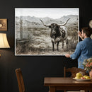 Texas Longhorn Bull Wall Art Canvas Print, Western Farmhouse by MyGreatCanvas | Canvas Wall Art Prints | Photo Prints & Wall Decor