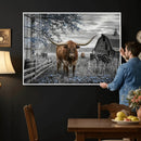 Texas Longhorn Canvas Wall Art, Rustic Farm Barn Bluebonnet by MyGreatCanvas | Canvas Wall Art Prints | Photo Prints & Wall Decor