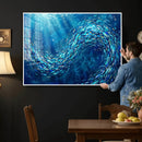 School of Fish Canvas Print | Blue Ocean Underwater Wall Art by MyGreatCanvas | Canvas Wall Art Prints | Photo Prints & Wall Decor