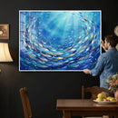 School of Fish Canvas Print | Blue Ocean Underwater Wall Art by MyGreatCanvas | Canvas Wall Art Prints | Photo Prints & Wall Decor