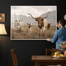 Rustic Texas Longhorn Cow Canvas Wall Art Print, Rustic Farm Animal Photography Print, Farmhouse Country Decor, Western Ranch Art by MyGreatCanvas | Canvas Wall Art Prints | Photo Prints & Wall Decor