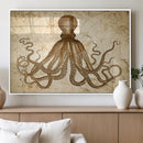 Sepia Octopus Wall Art Abstract Animal Canvas Print