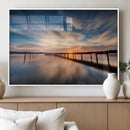 Wooden Pier on Seascape and Sunset Wall Art Canvas Print by MyGreatCanvas | Canvas Wall Art Prints | Photo Prints & Wall Decor