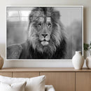 Black and White Lion Canvas Wall Art – Animal Print Artwork