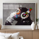 Dj Monkey Listening to Music Wall Art Print | Banksy Monkey by MyGreatCanvas | Canvas Wall Art Prints | Photo Prints & Wall Decor