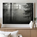 Misty Forest Wall Art Premium Canvas Print a Foggy and