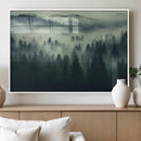 Misty Forest Wall Art Premium Canvas Print a Foggy and