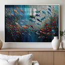 Modern Abstract Fish Shoal Wall Art Canvas Print, Colorful