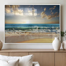 Golden Sunset Beach Triptych Canvas Wall Art for Living Room