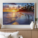 Serene Beach Sunset Wall Art Canvas- Coastal Seascape Print