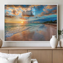 Serene Beach Sunset Wall Art | Coastal Ocean Canvas Print |