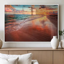 Sunset Beach Wall Art | Ocean Canvas Print | Coastal Wall