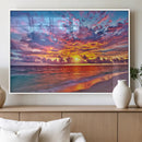 Vibrant Sunset Beach Wall Art - Ocean Sunset Canvas Print |