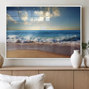 Serene Ocean Sunset Canvas Wall Art - Beach Waves at Sunset,
