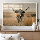 Texas Cow Longhorn Wall Art Canvas Print for Farm House Wall