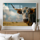 Longhorn in the Prairie - Stunning Ranch-Style Triptych Wall